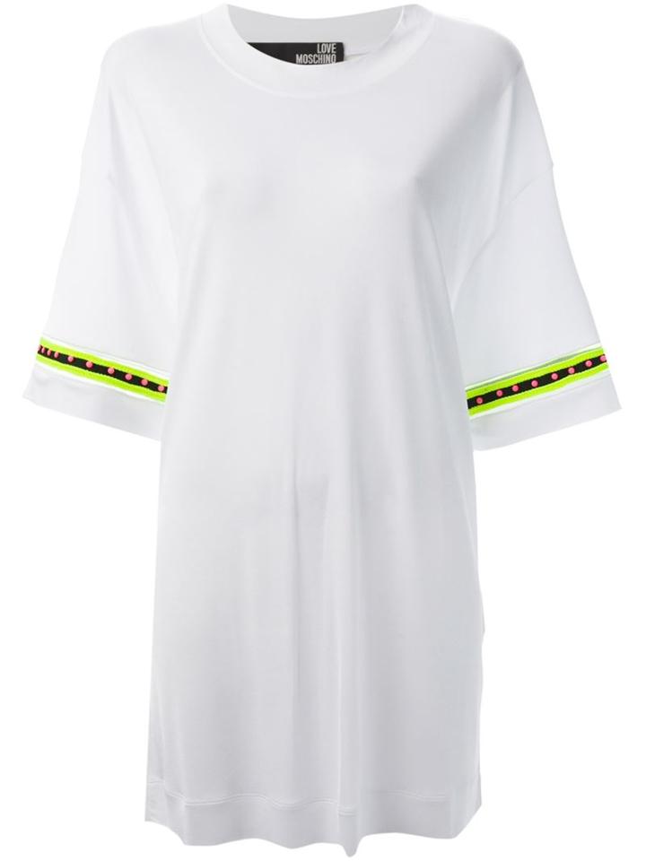 Love Moschino Embellished Sleeve Shift Dress, Women's, Size: 48, White, Viscose/spandex/elastane