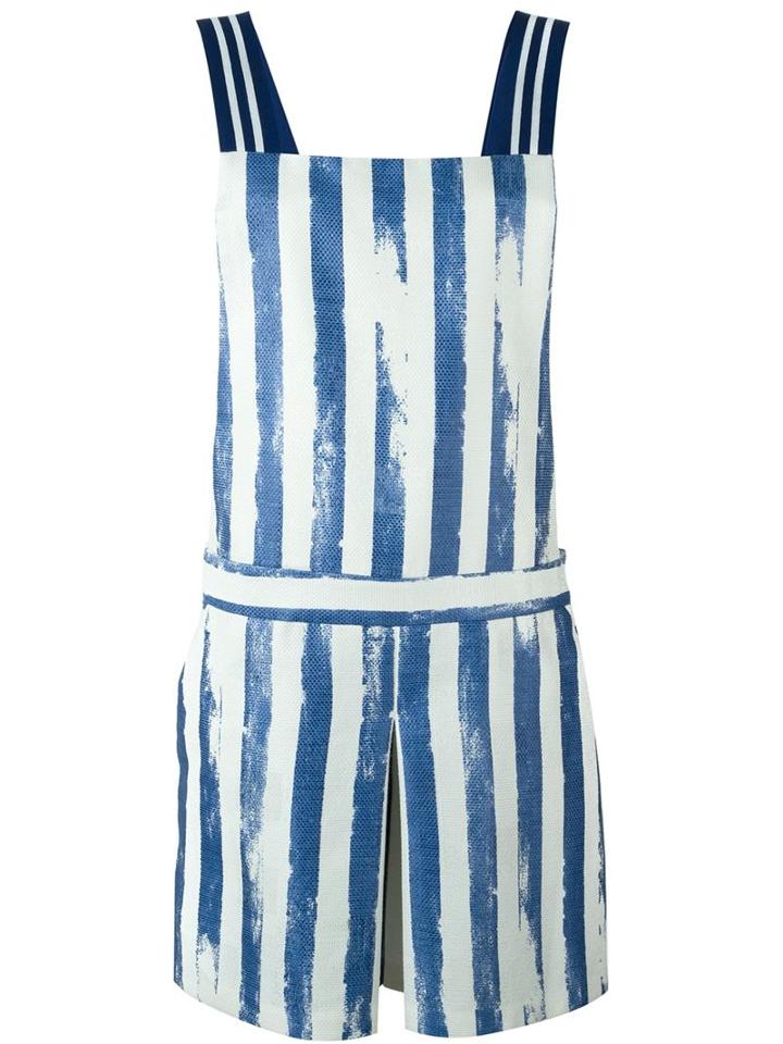 Cristiano Burani Striped Print Playsuit, Women's, Size: 40, Blue, Cotton/polyamide