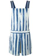 Cristiano Burani Striped Print Playsuit, Women's, Size: 40, Blue, Cotton/polyamide