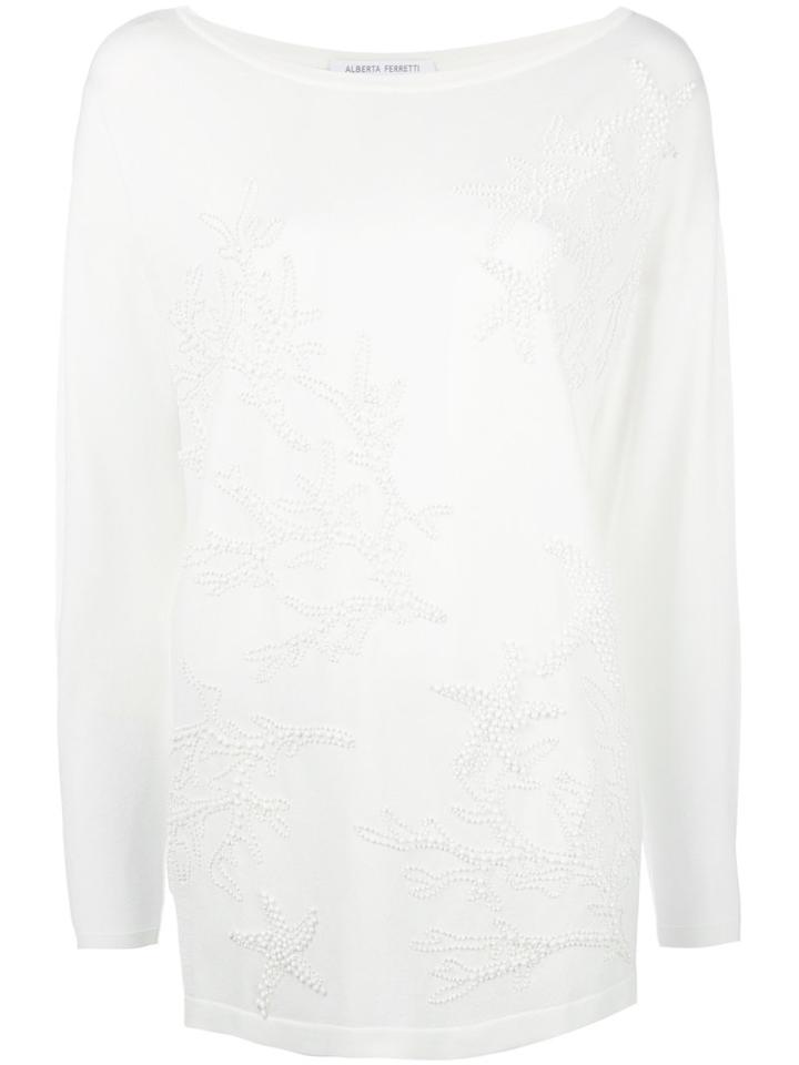 Alberta Ferretti Bead Embellished Jumper, Women's, Size: 40, White, Polyamide/rayon