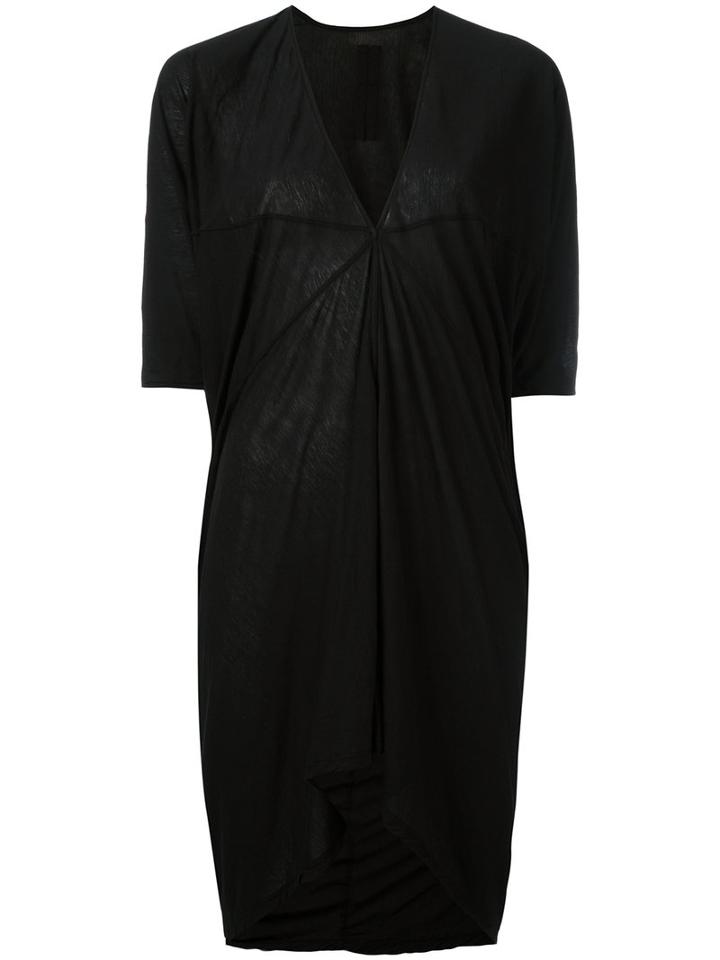 Rick Owens Drkshdw V-neck Gathered Top, Women's, Size: Large, Black, Cotton