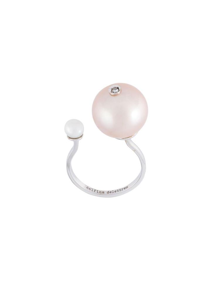 Delfina Delettrez 'pearl Piercing' Diamond Ring, Women's, Metallic