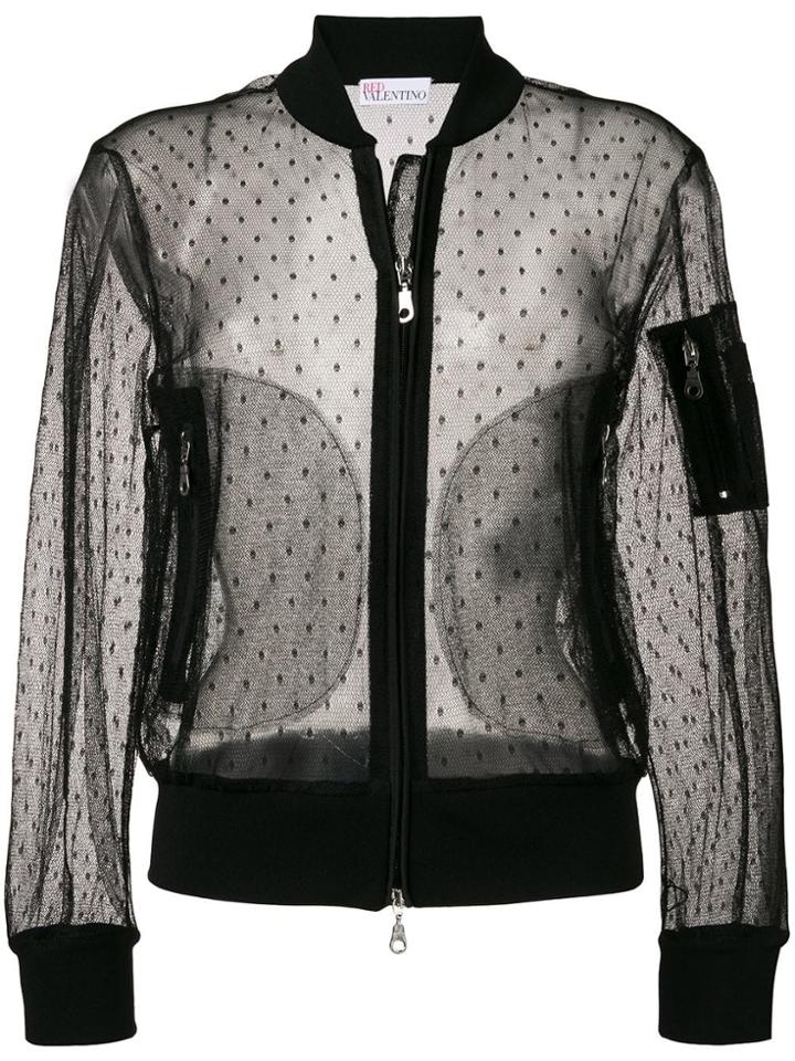 Red Valentino Sheer Bomber Jacket - Black