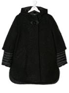 Monnalisa Teen Hooded Quilted Detail Coat - Black