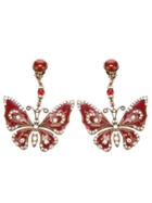 Katheleys Vintage Enameled Butterfly Earrings - Red