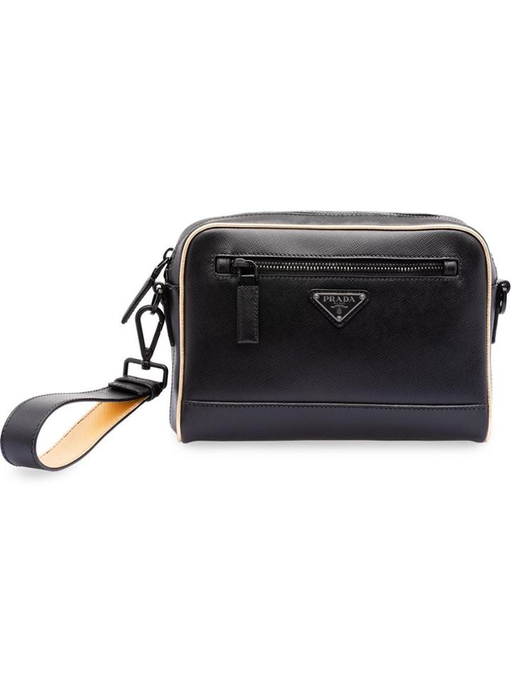 Prada Saffiano Leather Clutch Bag - Black