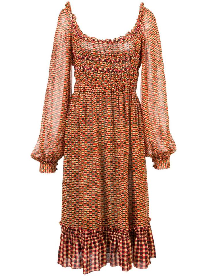 Proenza Schouler Crepe Chiffon Square Neck Dress - Yellow