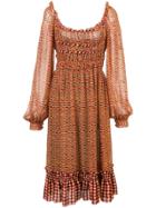 Proenza Schouler Crepe Chiffon Square Neck Dress - Yellow