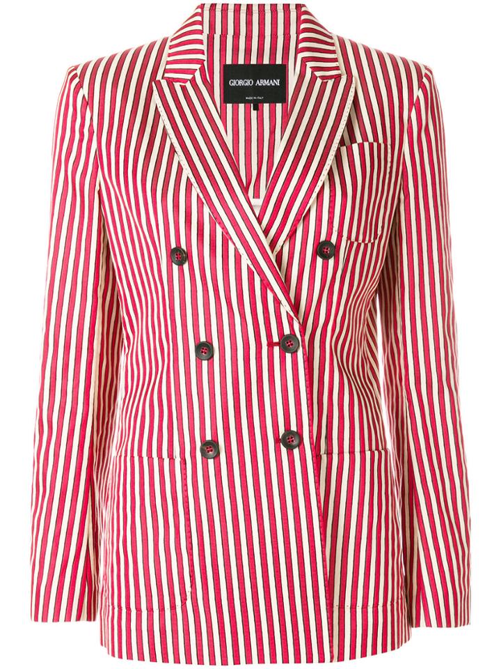 Giorgio Armani Striped Double-breasted Blazer - Red