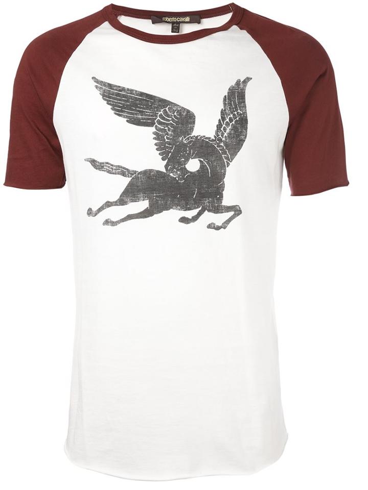 Roberto Cavalli 'pegasus' T-shirt, Men's, Size: Small, Nude/neutrals, Cotton