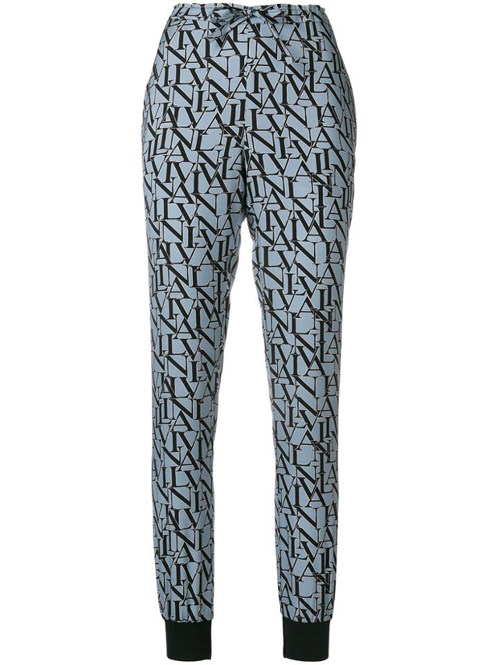 Lanvin Logo Print Cuffed Trousers - Blue