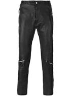 Barbara I Gongini Knee Zip Slim-fit Trousers, Men's, Size: 46, Black, Sheep Skin/shearling/cotton