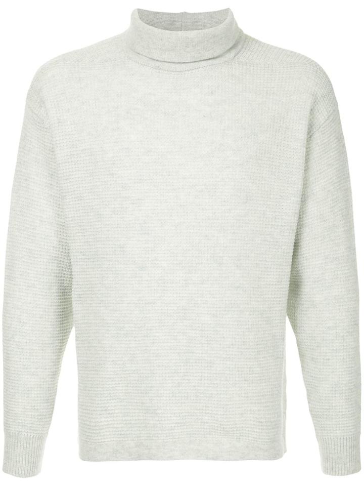 Caban Waffle Knit Jumper - Grey