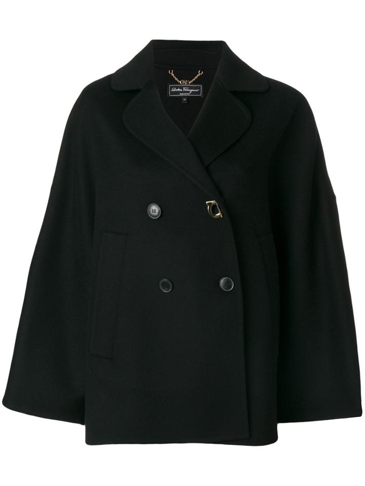 Salvatore Ferragamo Double Breasted Cape - Black