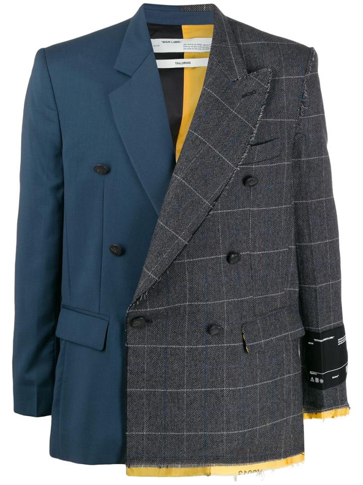 Off-white Contrasting Two Tone Blazer - Blue