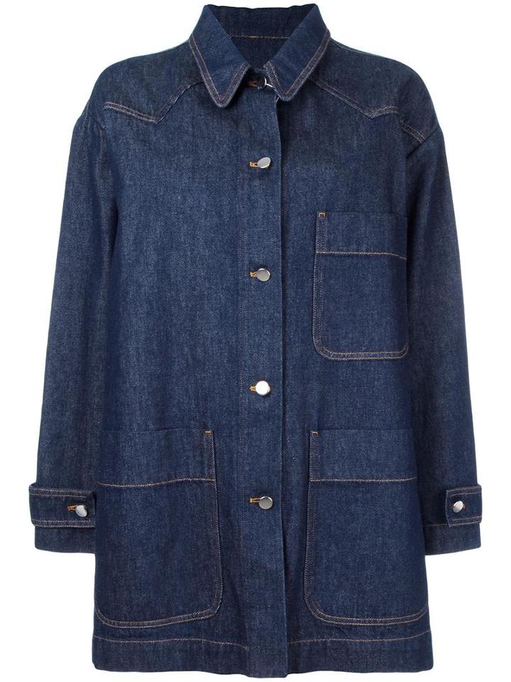 Mm6 Maison Margiela Oversized Denim Jacket, Women's, Size: 42, Blue, Cotton