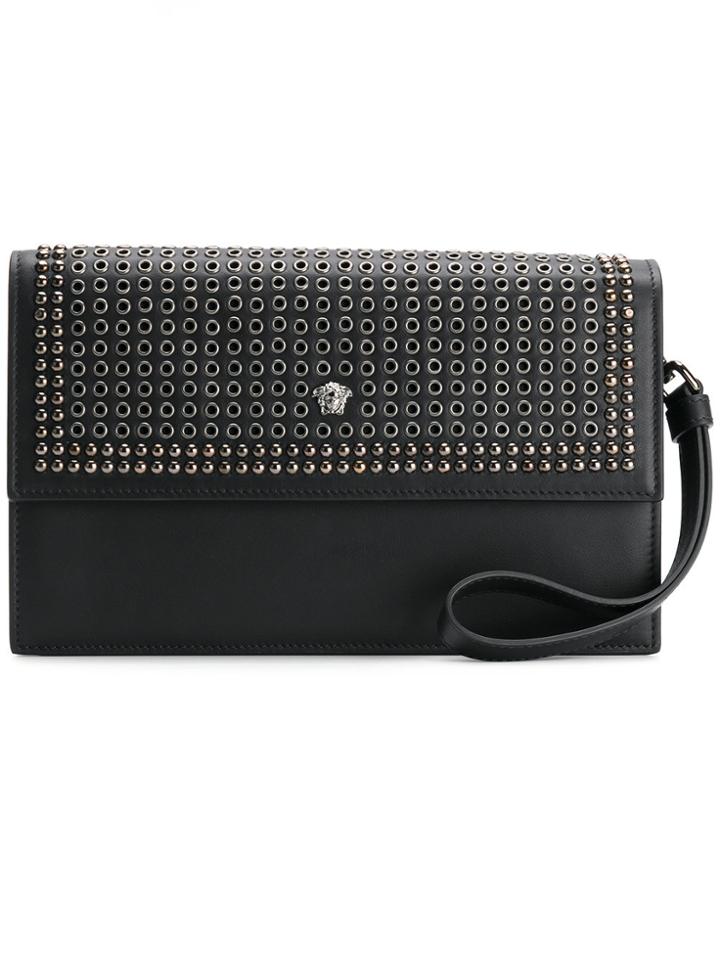 Versace Eyelet Medusa Clutch - Black
