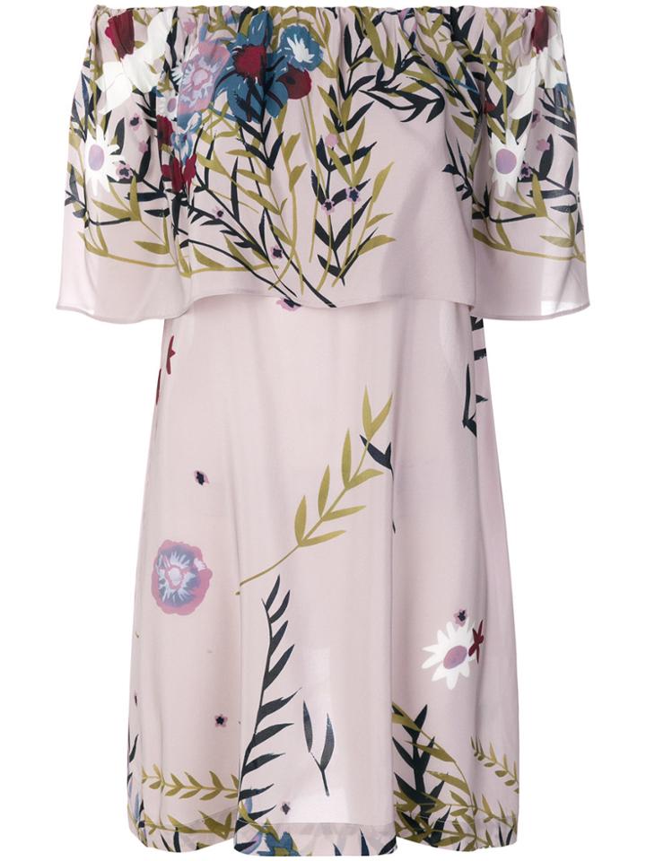 Erika Cavallini Printed Peplum Dress - Pink & Purple