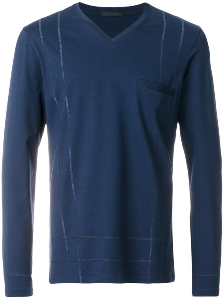 La Perla Long-sleeved V-neck Top - Blue