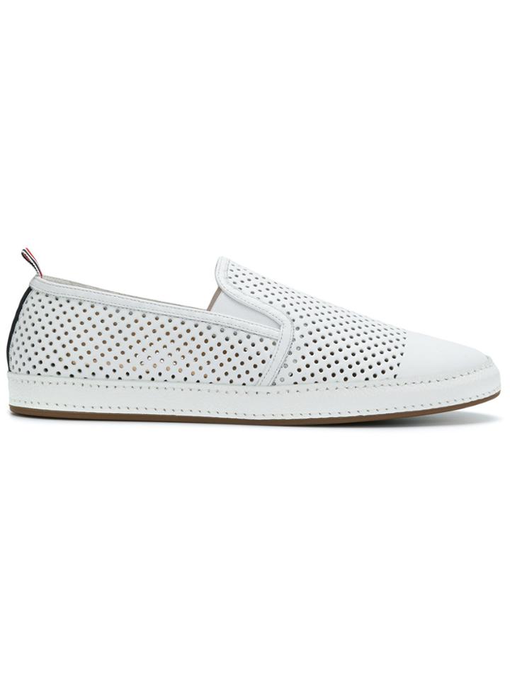 Thom Browne Espadrille With Leather Trim & Rubber Sole In Perforated