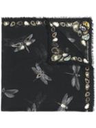 Alexander Mcqueen - Dragonfly Printed Scarf - Women - Silk/modal - One Size, Black, Silk/modal