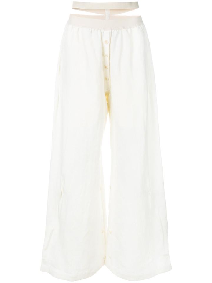 Cherevichkiotvichki Strap Waist Palazzo Trousers - White