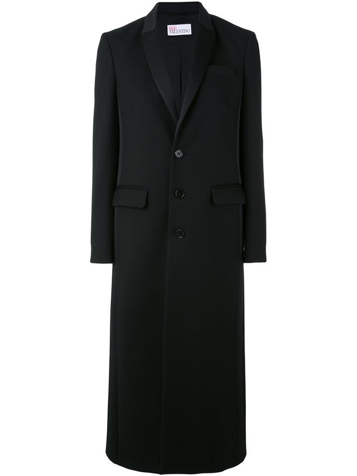 Red Valentino - Flap Pockets Midi Coat - Women - Polyester/spandex/elastane/viscose - 38, Black, Polyester/spandex/elastane/viscose