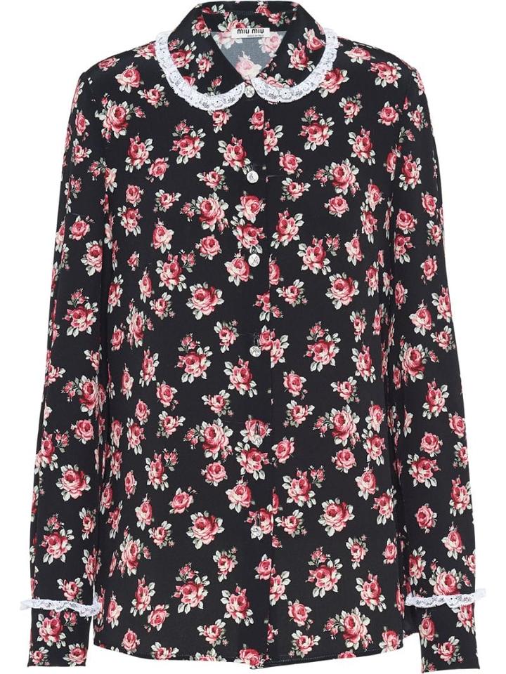 Miu Miu Floral-print Blouse - Black