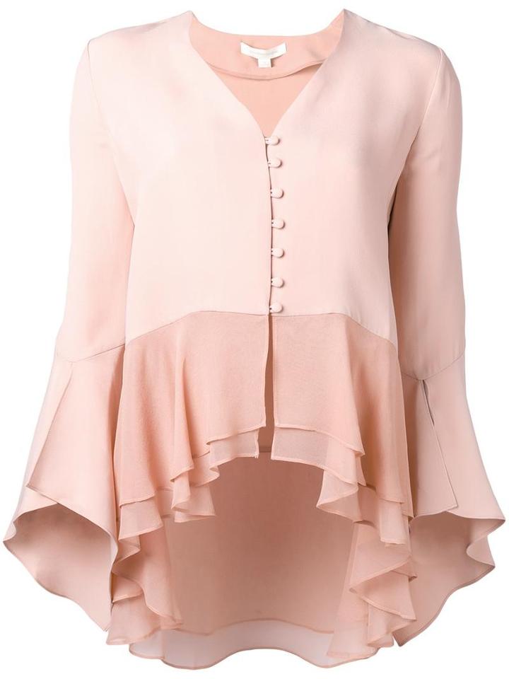 Jonathan Simkhai V-neck Buttoned Blouse, Women's, Size: Medium, Pink/purple, Silk