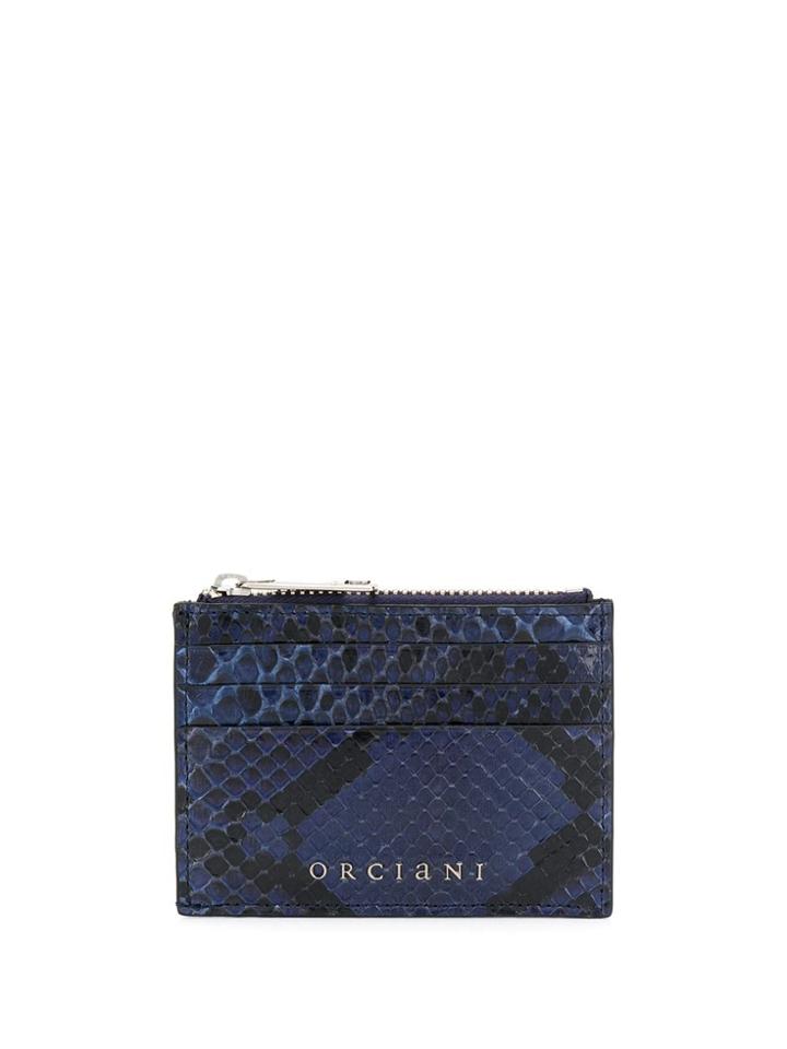Orciani Logo Snakeskin-effect Wallet - Blue