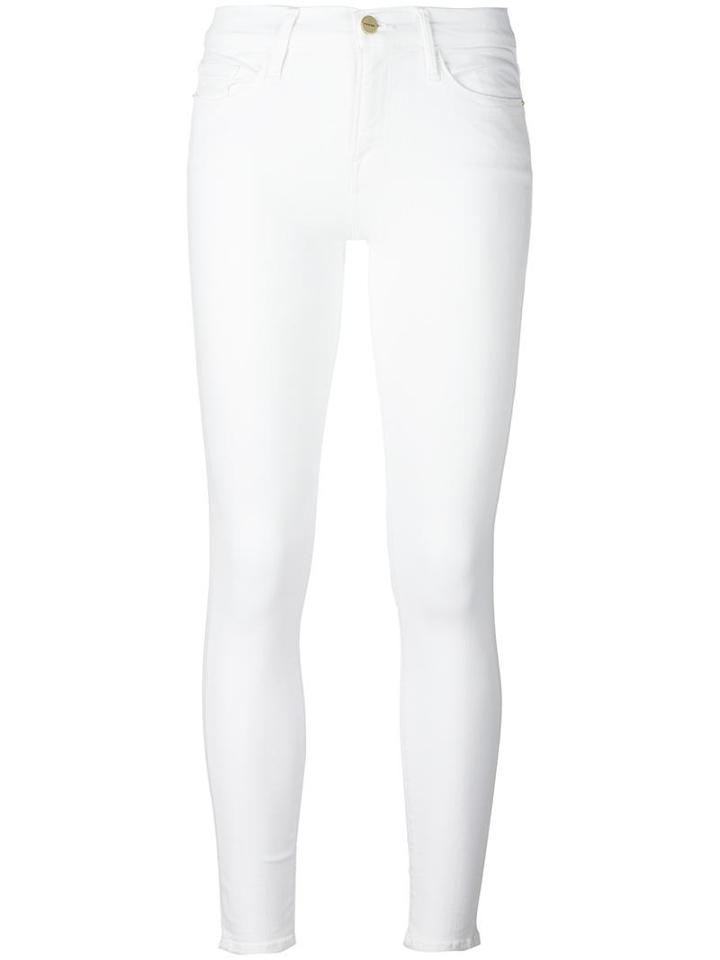 Frame Denim Skinny Jeans, Women's, Size: 26, White, Cotton/polyester/spandex/elastane