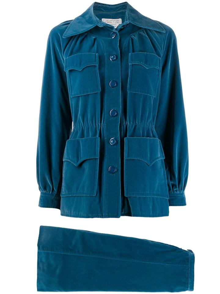 Emanuel Ungaro Pre-owned 1970s Velour Skirt Suit - Blue
