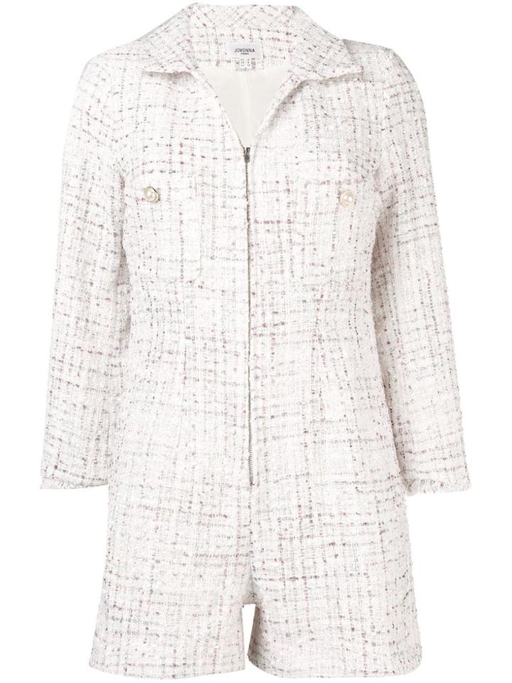 Jovonna Tweed Playsuit - White