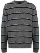 Vince Striped Crewneck Sweater - Grey