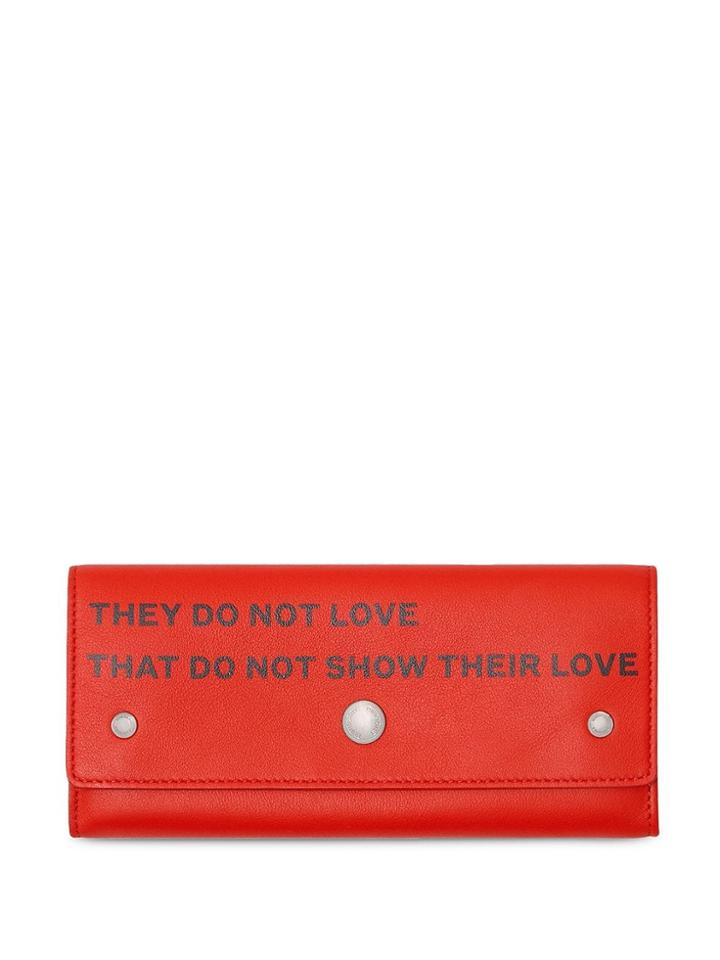 Burberry Quote Print Leather Continental Wallet - Red