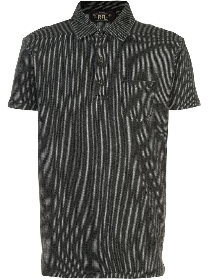Rrl Dots Print Polo Shirt, Men's, Size: Large, Black, Cotton