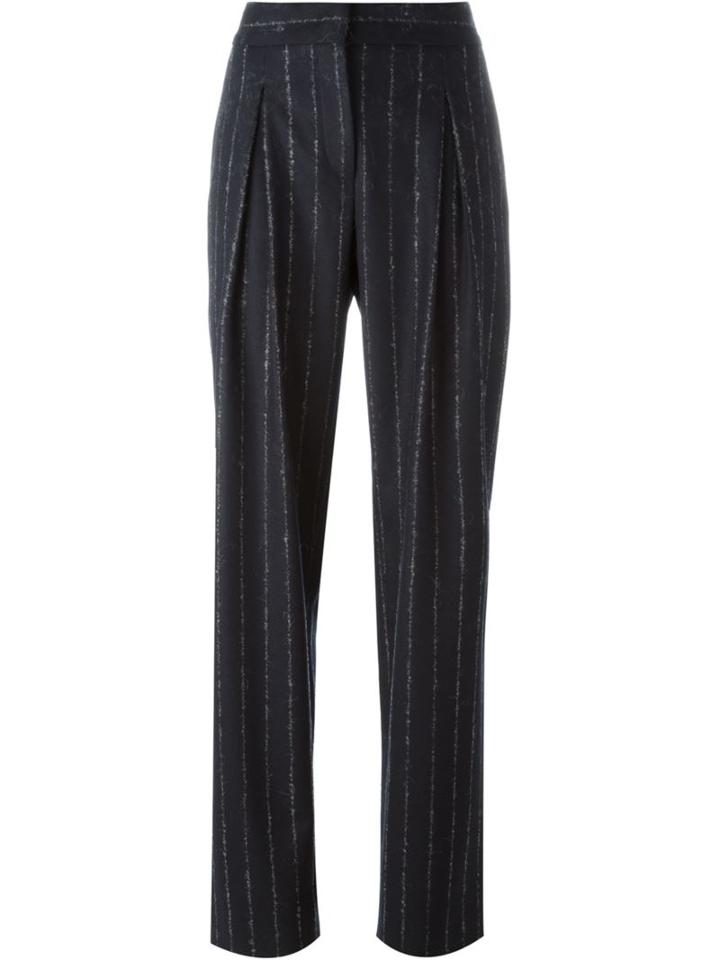Cédric Charlier Pinstriped Trousers, Women's, Size: 42, Blue, Virgin Wool/other Fibers