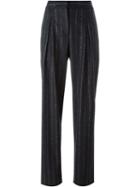 Cédric Charlier Pinstriped Trousers, Women's, Size: 42, Blue, Virgin Wool/other Fibers
