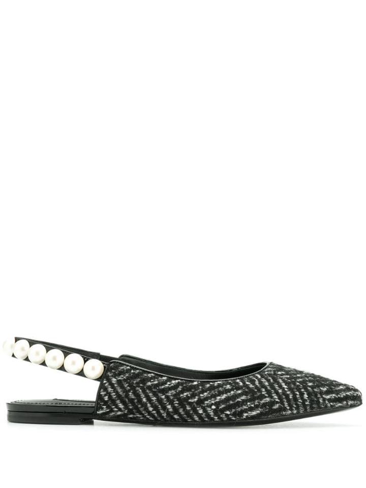 Dolce & Gabbana Chevron Ballerina Shoes - Black