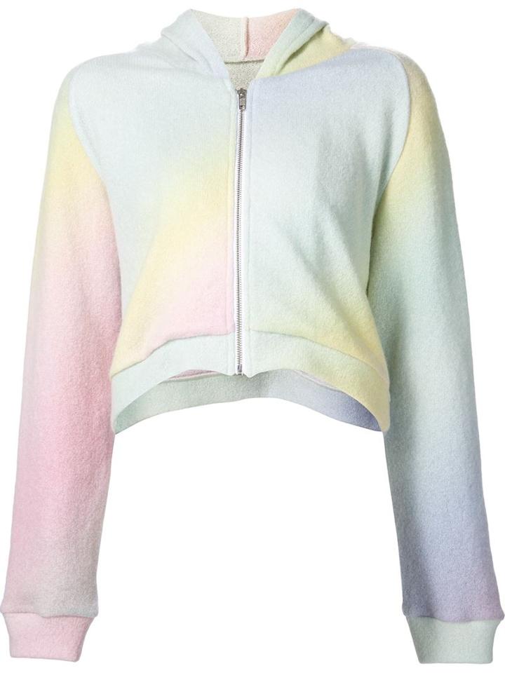 The Elder Statesman Cropped Rainbow Hoodie