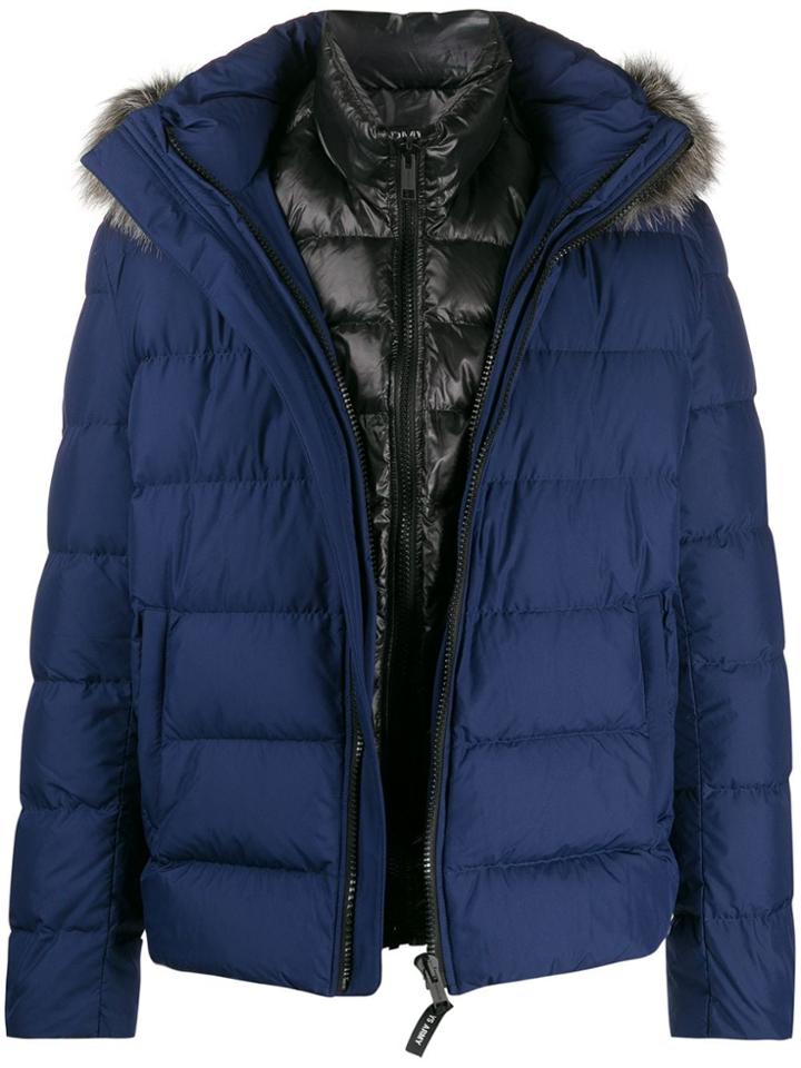 Yves Salomon Army Fur Lined Quilted Jacket - Blue