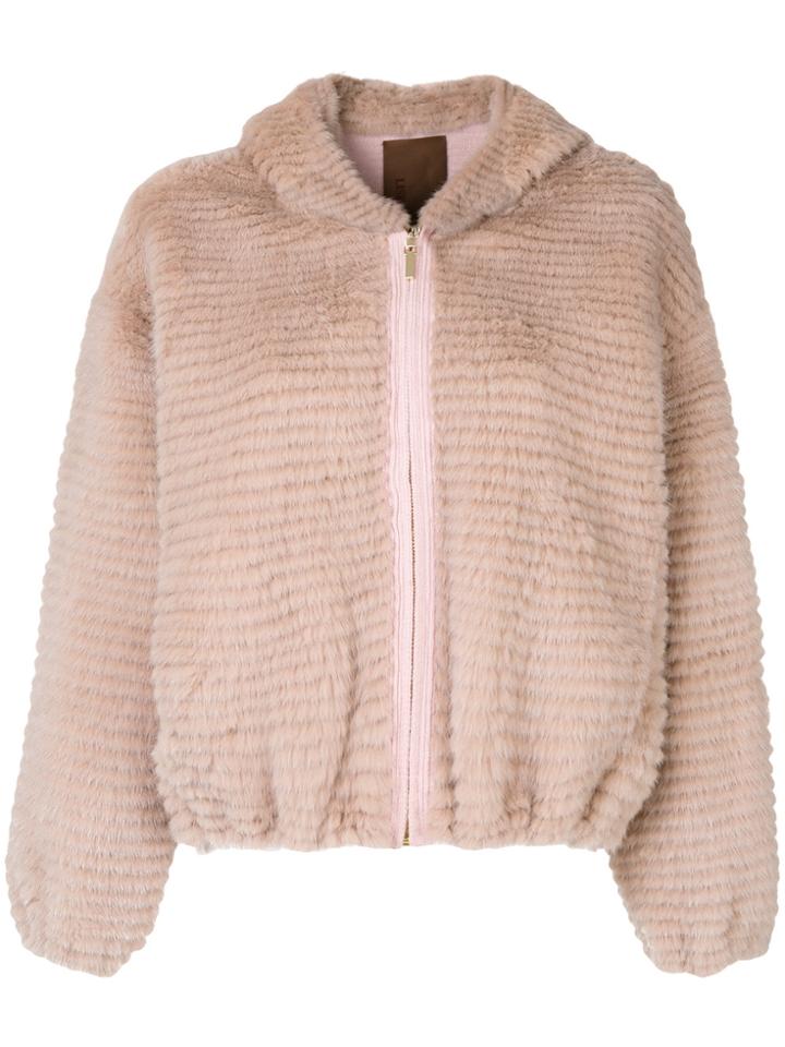Liska Fur Zipped Jacket - Pink & Purple