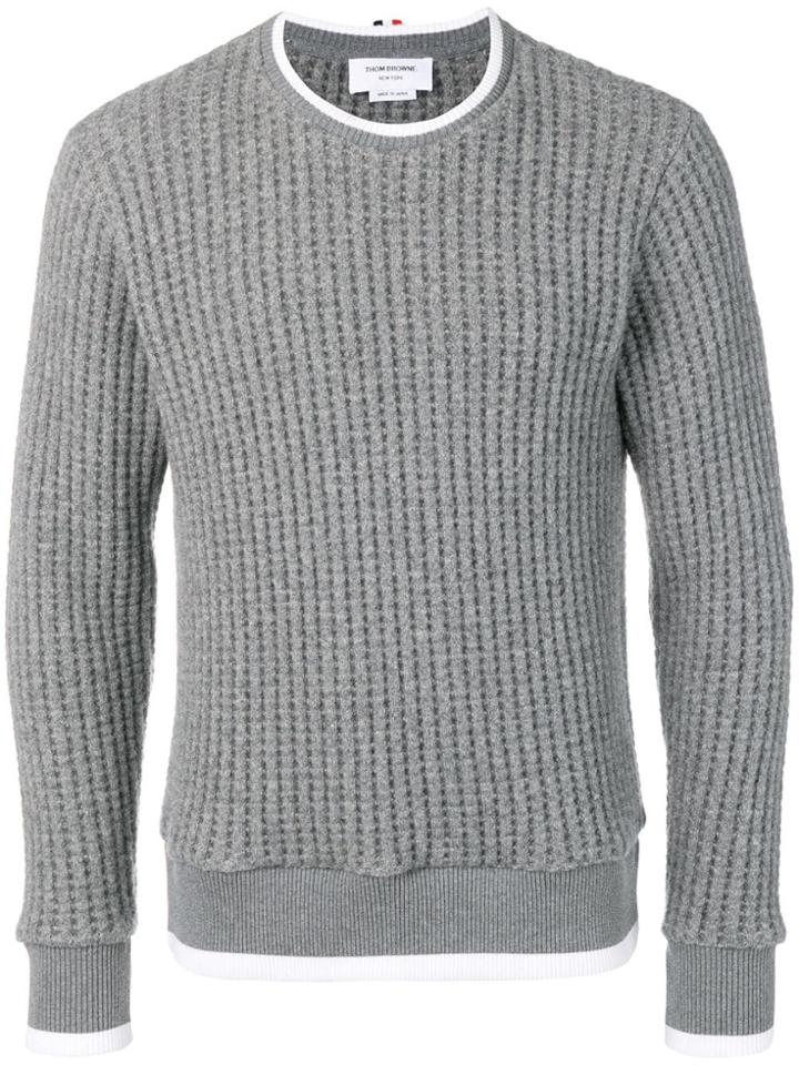 Thom Browne Relaxed Chunky Waffle Sweatshirt - Grey