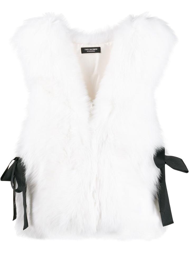 Yves Salomon Sleeveless Fur Vest - White