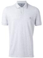 Brunello Cucinelli Embroidered Logo Polo Shirt, Men's, Size: Xxxl, Grey, Cotton