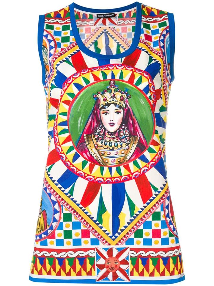 Dolce & Gabbana Majolica Print Tank Top - Blue