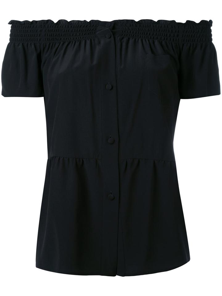 Red Valentino - Pleated Blouse - Women - Silk - 42, Women's, Black, Silk