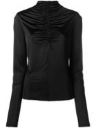 Cédric Charlier Ruched Front Jersey Top - Black