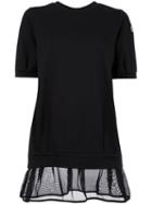 Moncler Mesh Trim Sweatshirt T-shirt, Women's, Size: Small, Black, Cotton/triacetate/nylon