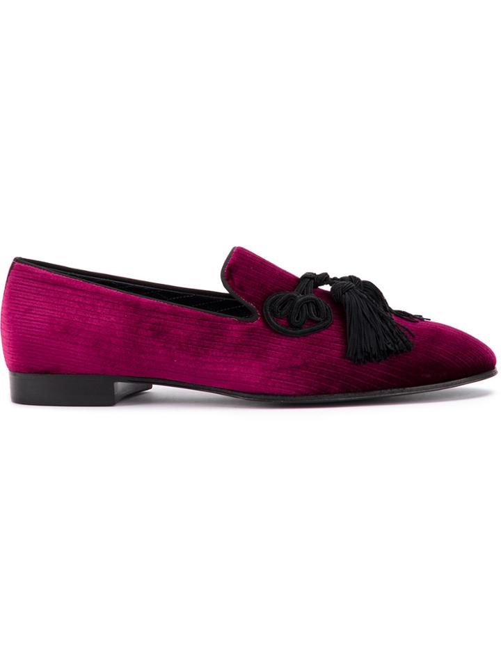 Louis Leeman Tassels Applique Loafers - Red